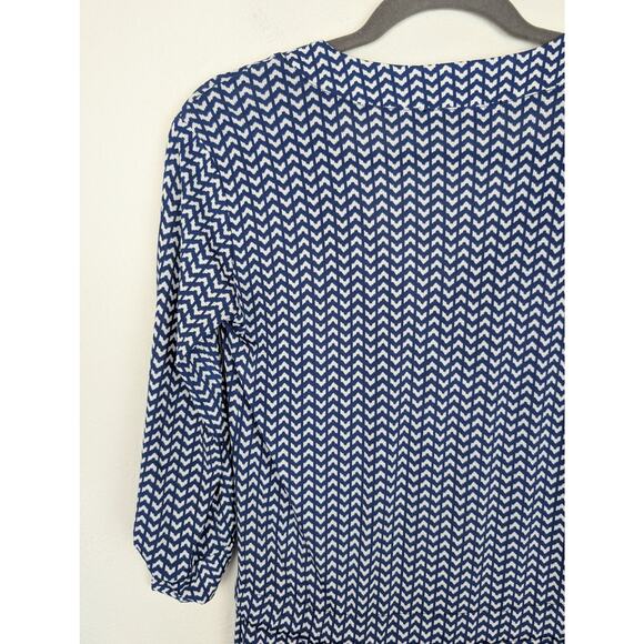 Veronica M Midi Dress Chevron Tied Vacation Tropical Beach Blue White Size XS - Picture 8 of 12